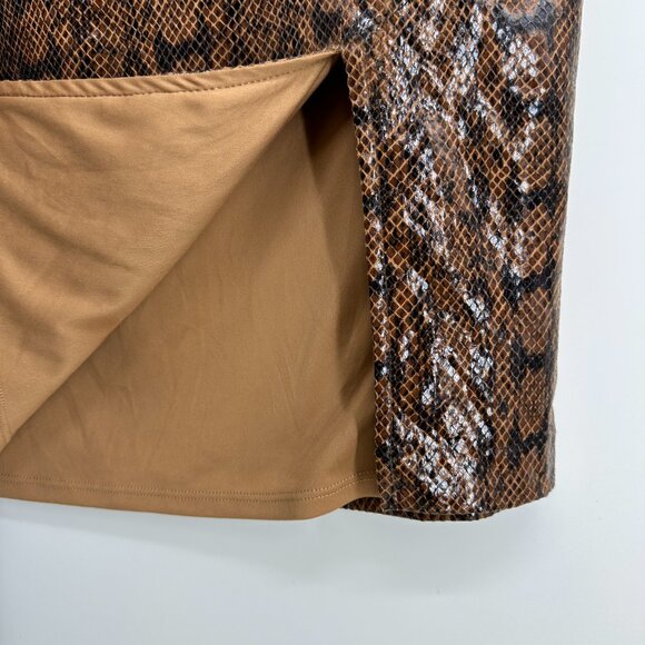 3/$25 Express Snake Skin Pencil Skirt 8 Slit‎ Faux Leather Brown Black - Picture 7 of 8